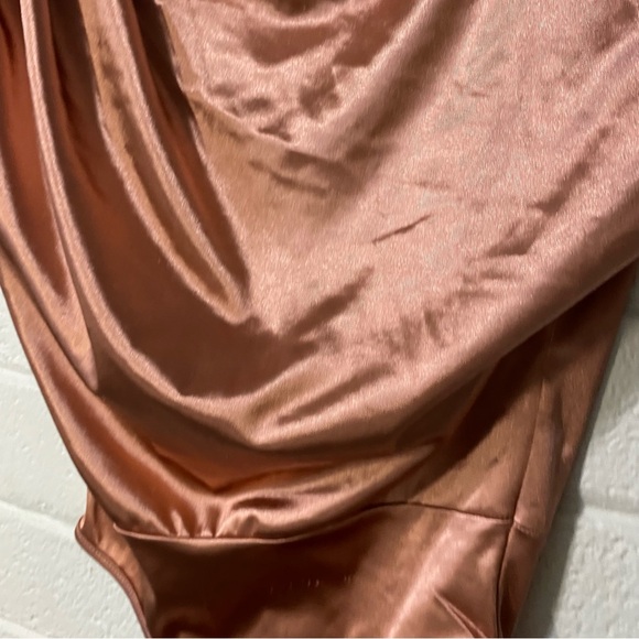Drapey Cowl Neck Bodysuit Silky Shiny Rose Sleeveless Top Blouse Dressy Wom Sm - Picture 4 of 15